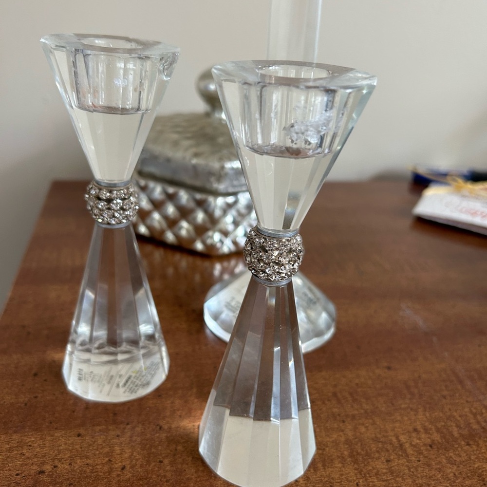 Elegant rhinestone studded candle holders